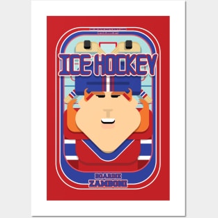Ice Hockey Red and Blue - Faceov Puckslapper - Jacqui version Posters and Art